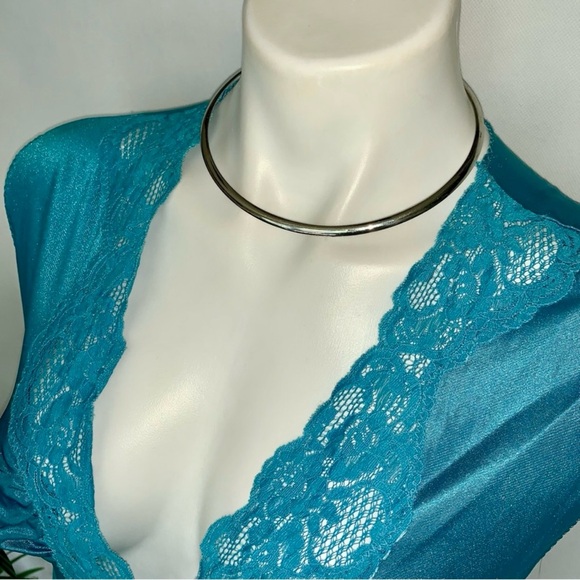 v i n t a g e :: Teal Full Sweep Lace Slip Dress Nightgown Satin Nylon ILGWU - Picture 2 of 11